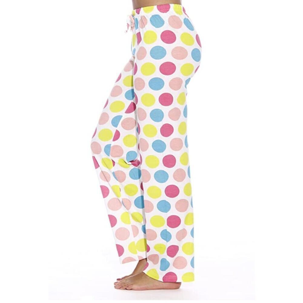 Just Love Women's Lounge Pants XL NIP 100% Cotton Jersey Pastel Polka Dot Sleep